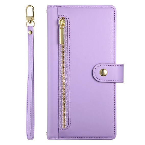 Cu clapetă pentru Honor Magic 7 Lite, Wallet Zipper Pocket, violet
