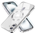 Husă pentru iPhone 16, Electro MagSafe, de argint + Sticlă pentru ecran