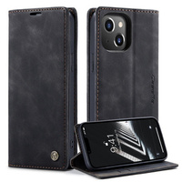 Husa CASEME pentru iPhone 14, Leather Wallet Case, negru