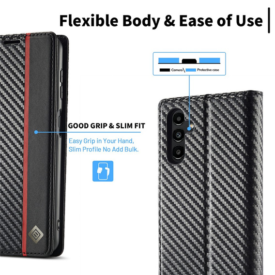 Carcasă cu clapetă pentru Samsung Galaxy S25 FE, Carbon LC.IMEEKE, negru