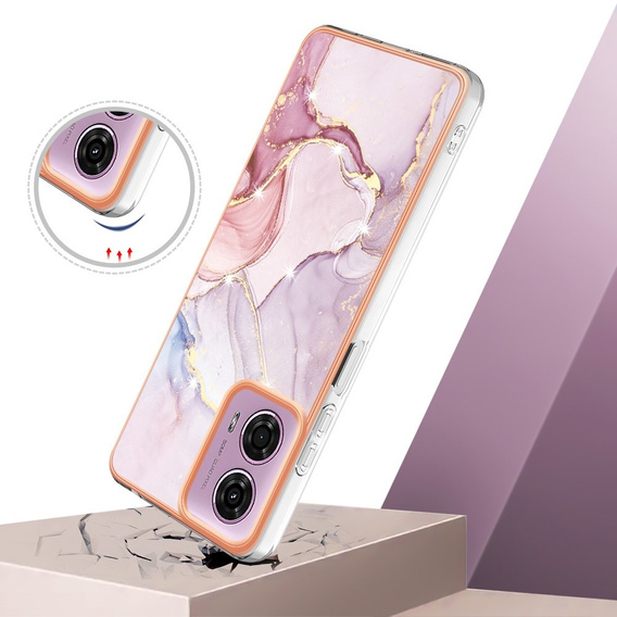 Carcasă de protecție pentru Motorola Moto G24 / G24 Power / G04, Marble Slim Case, roz