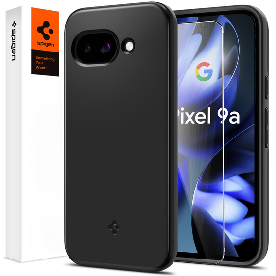 Carcasa Spigen pentru Google Pixel 9A, Thin Fit Mag, negru + sticlă temperată 9H
