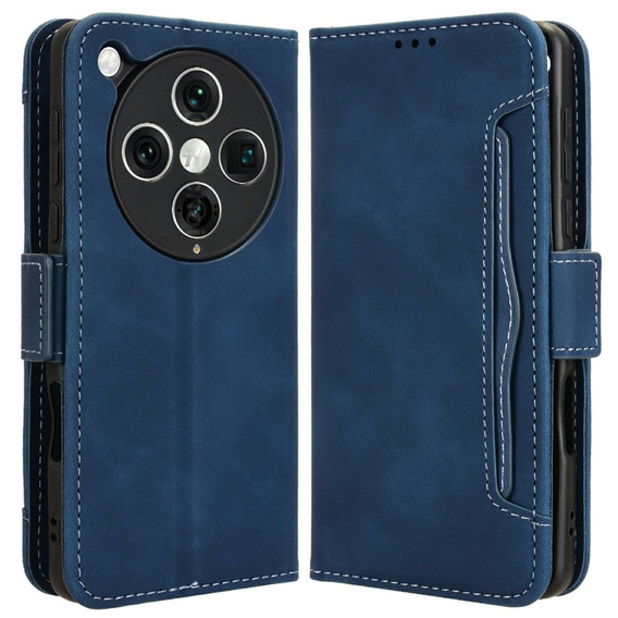 Cu clapetă pentru Oppo Find X8 Pro, Card Slot, albastru închis