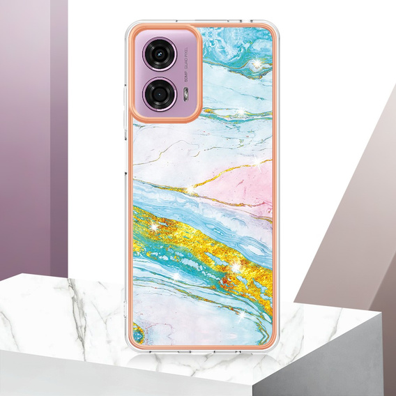 Carcasă de protecție pentru Motorola Moto G24 / G24 Power / G04, Marble Slim Case, albastru