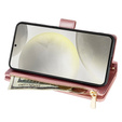 Husă cu clapetă pentru Samsung Galaxy S25 Edge, Rhombus Crossbody Leather, roz rose gold