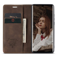 Husa CASEME pentru Huawei P30 Pro, Leather Wallet Case, maro închis