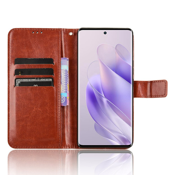 Cu clapetă pentru Infinix Zero 30 5G, Crazy Horse Wallet, maro