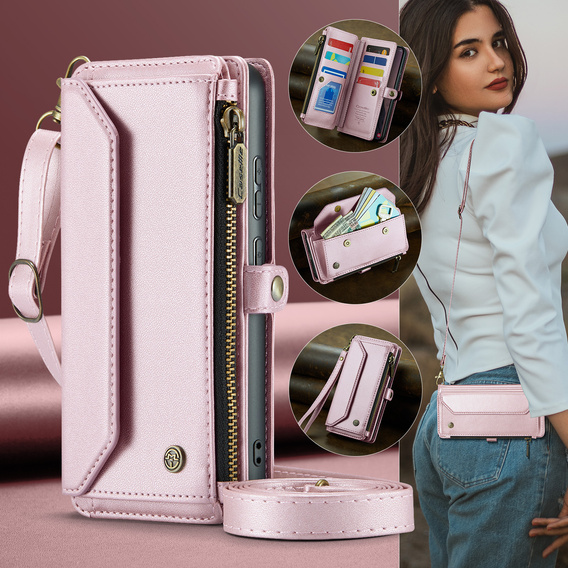 Husă din piele CASEME RFID pentru Samsung Galaxy S26 Ultra, roz