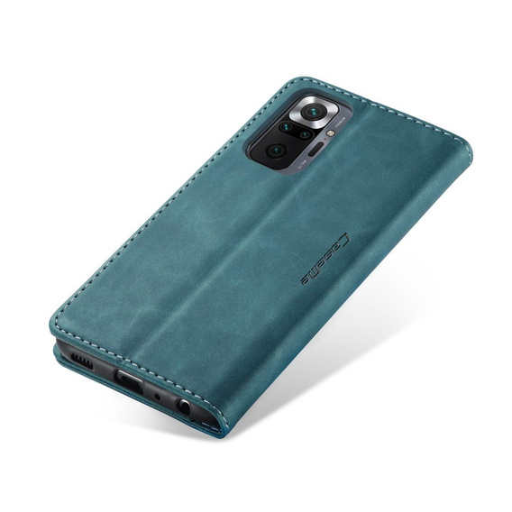 Husa CASEME pentru Xiaomi Redmi Note 10 Pro, Leather Wallet Case, albastru