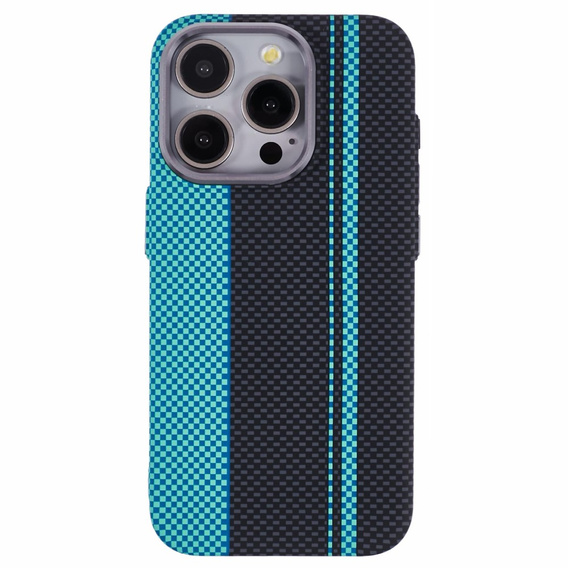 Carcasa pentru iPhone 13 Pro, Carbon Fiber MagSafe, negru / albastru