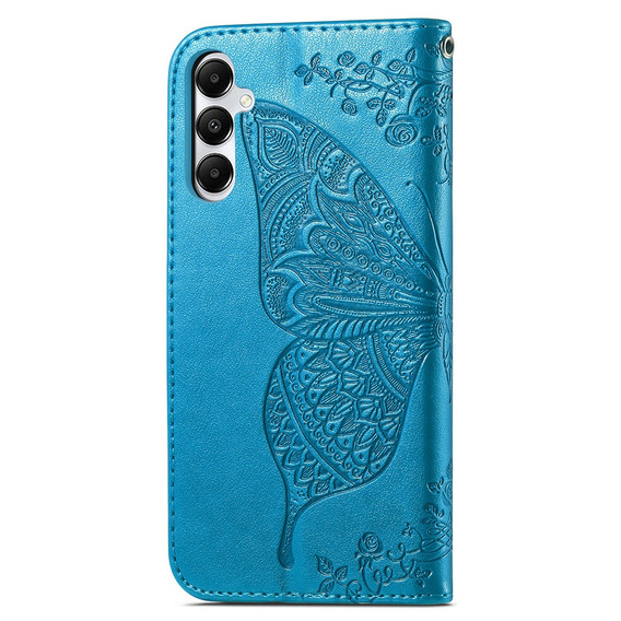 Cu clapetă pentru Samsung Galaxy A05s, Butterfly, albastru