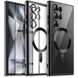 Husă pentru Samsung Galaxy S24 Ultra, Electro MagSafe, negru + Sticlă ceramică Full Glue