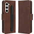 Cu clapetă pentru Samsung Galaxy Z Fold 5 5G, Card Slot, maro