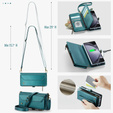 Husă CASEME pentru Samsung Galaxy Z Fold6 5G, RFID Leather Wallet, cu curea de umăr, verde