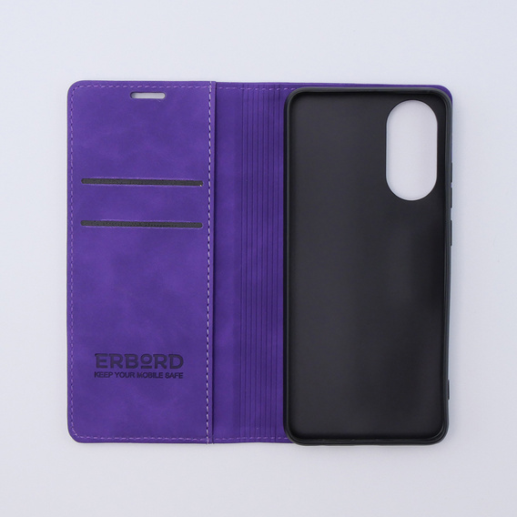 Husă pentru Oppo A78 4G, ERBORD Vintage, portofel cu clapetă, violet