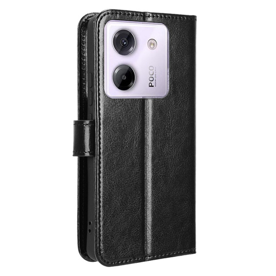 Cu clapetă pentru Xiaomi Poco M7 Pro 5G, Crazy Horse Wallet, negru