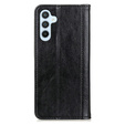 Huse pentru Samsung Galaxy A56, Wallet Litchi Leather, negru