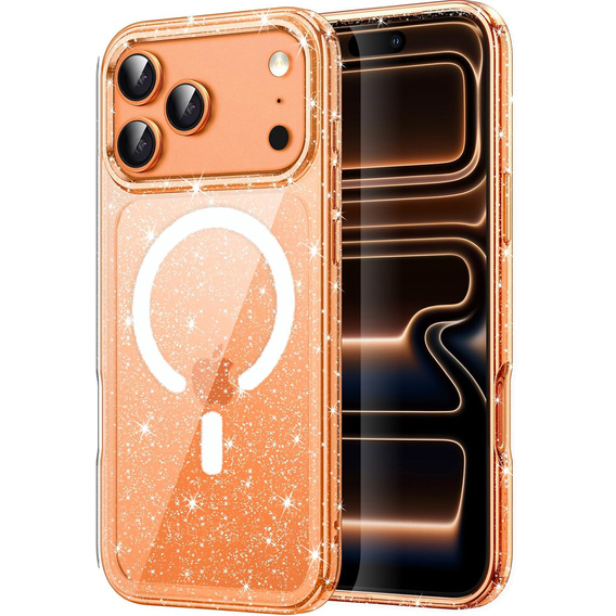 Husă pentru iPhone 17 Pro Max, pentru MagSafe, glitter - transparentă