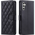 Husă cu clapetă pentru Samsung Galaxy A16, Rhombus Crossbody Leather, negru