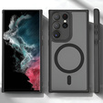 Husă pentru Samsung Galaxy S22 Ultra, pentru MagSafe, ERBORD Matt Case, negru + sticlă pentru ecran