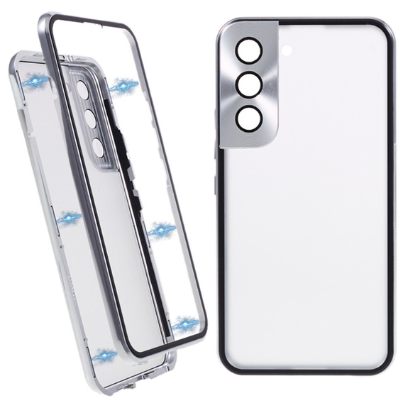 Husa pentru Samsung Galaxy S21, Magnetic Dual Glass, de argint