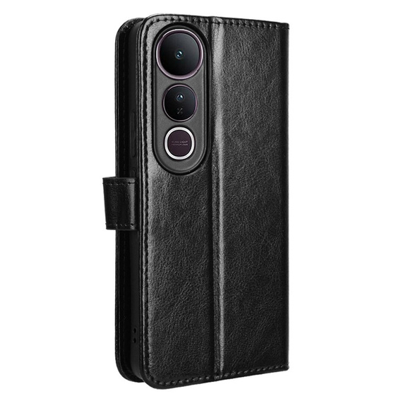 Cu clapetă pentru Vivo V50 Lite 4G / 5G, Crazy Horse Wallet, negru