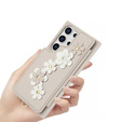 Husa pentru Samsung Galaxy S24 Ultra, Leather Flower Card Slot, bej