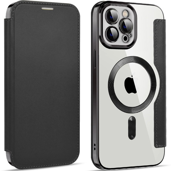Cu clapetă pentru iPhone 11 Pro Max, RFID Wallet MagSafe CamShield, negru