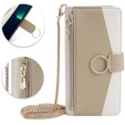 Carcasă flip pentru iPhone 13, Wallet Zipper Pocket, cu oglindă, alb
