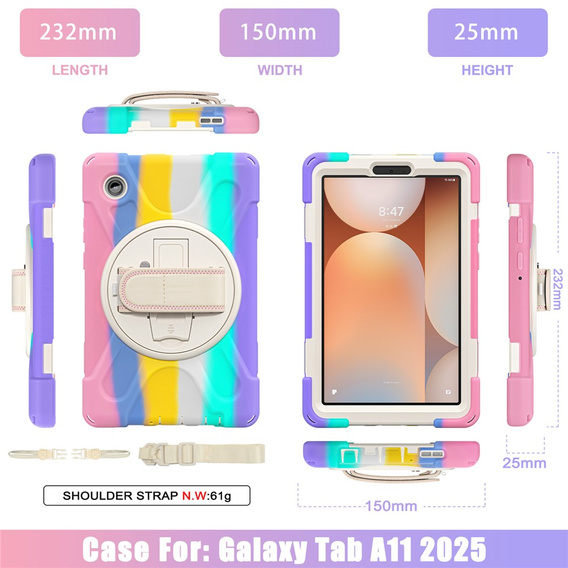 Husă blindată cu suport și curea de umăr pentru Samsung Galaxy Tab A11