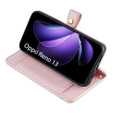 Cu clapetă pentru Oppo Reno 13, Wallet Zipper Pocket, roz