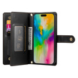 Cu clapetă pentru iPhone 16 Pro, Wallet Zipper Pocket, negru