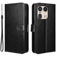 Cu clapetă pentru Motorola Edge 50 Ultra, Crazy Horse Wallet, negru