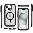 Carcasă cu ramă pentru iPhone 15, pentru MagSafe, transparent / negru