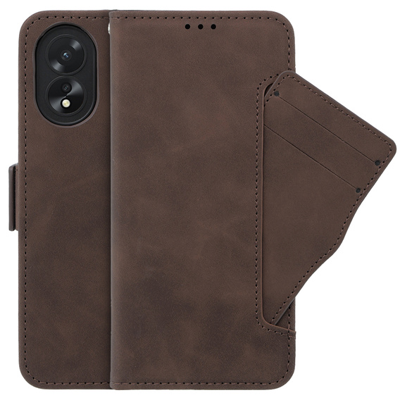 Cu clapetă pentru Oppo A38 4G / Oppo A18 4G, Card Slot, maro