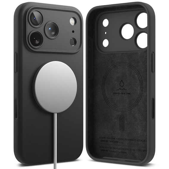 Carcasă Ringke pentru iPhone 17 Pro Max, Silicone Magnetic MagSafe, negru
