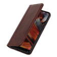 Huse pentru Xiaomi 14T Pro, Wallet Litchi Leather, maro