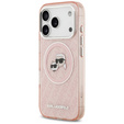 Husă MagSafe cu logo Karl & Choupette Heads IML Glitter Karl Lagerfeld pentru iPhone 17 Pro Max