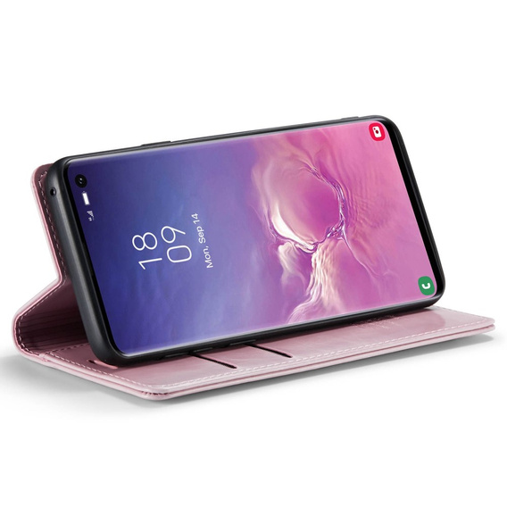 Carcasă flip CASEME pentru Samsung Galaxy S10+ Plus, Waxy Textured, roz