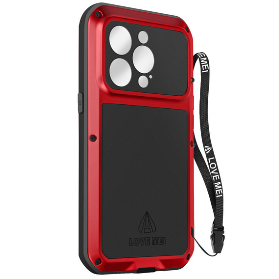 Love Mei Huse pentru iPhone 14 Pro, armored with glass, roșu