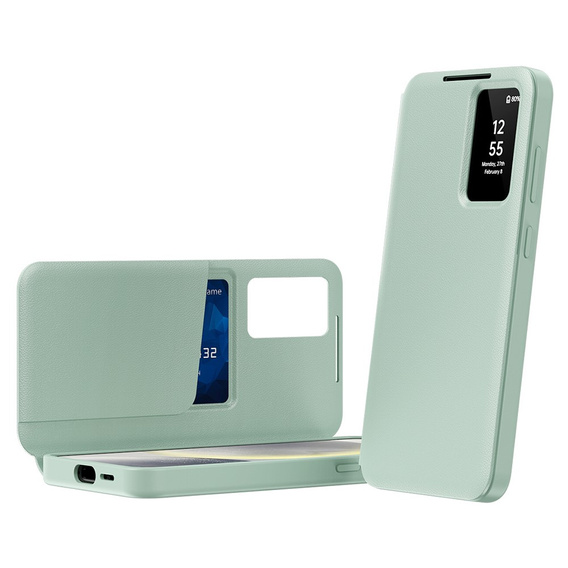 Husă cu clapetă pentru Samsung Galaxy S25+ Plus, Smart View Wallet, verde