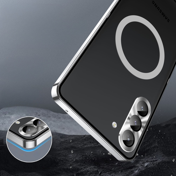 Carcasă de protecție pentru camera foto pentru Samsung Galaxy S23 Plus, CamShield MagSafe, transparent / argintiu