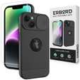 Husă ERBORD MagSafe Cam Slider, negru + sticlă pentru ecran pentru iPhone 13 / iPhone 14