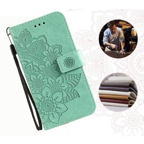 Cu clapetă pentru Xiaomi Redmi 13C / Poco C65, Mandala Flower, verde