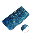 Cu clapetă pentru Oppo A17, Wallet flowers, albastru