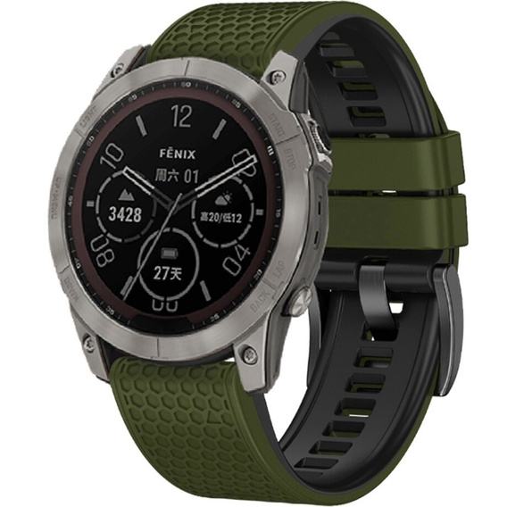Curea de silicon pentru Garmin Fenix 7 / Forerunner 965 / 955 / 945 / 935, verde / negru