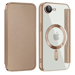 Cu clapetă pentru iPhone 16E, RFID Wallet MagSafe CamShield, de aur