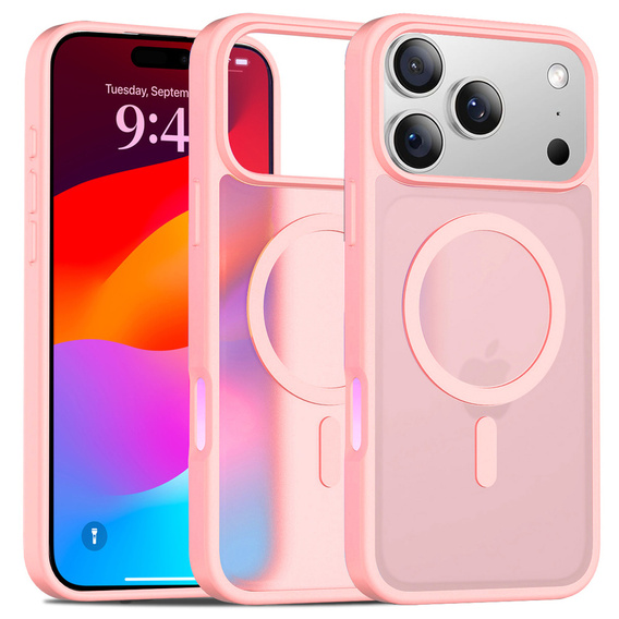 Husă Matt pentru iPhone 17 Pro Max, pentru MagSafe, roz translucid