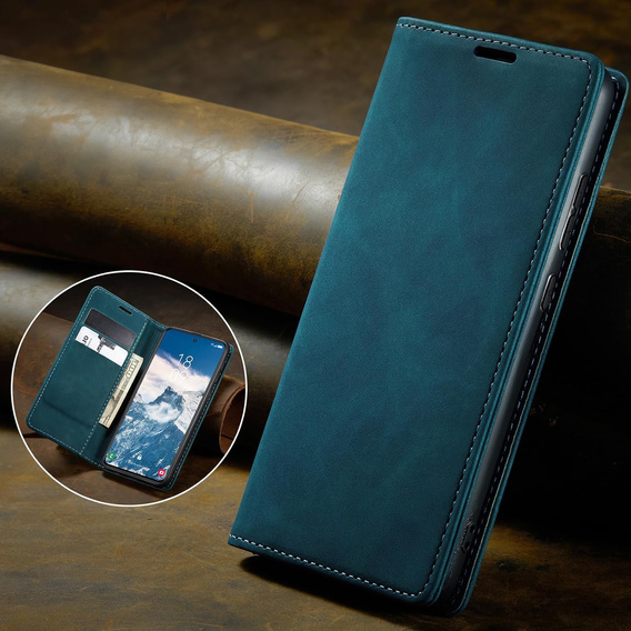 Husă pentru Samsung Galaxy A55, ERBORD Vintage, albastru + Sticlă pentru ecran
