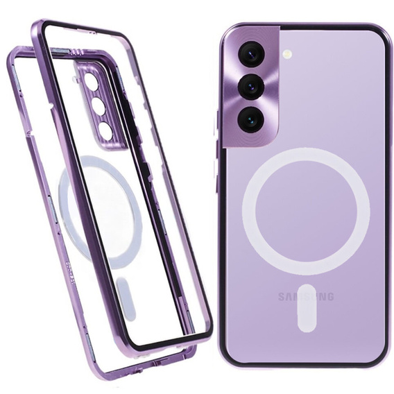 Carcasa Magnetic Dual Glass MagSafe pentru Samsung Galaxy S22 Plus, violet